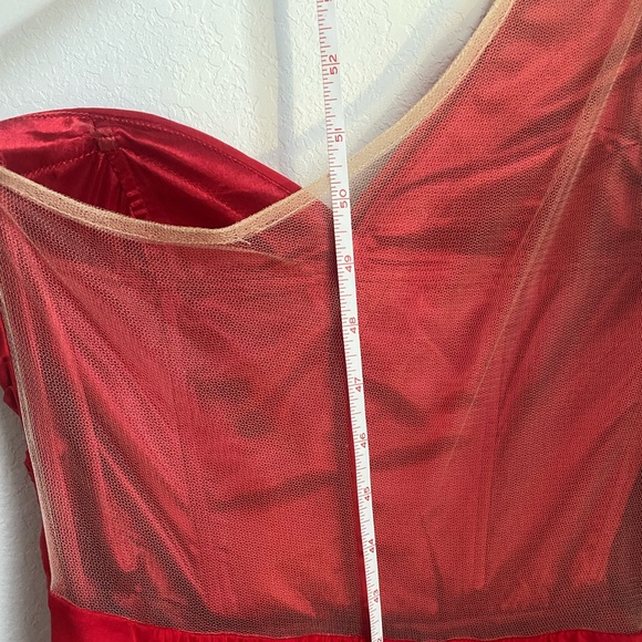 Red Evening Gown with Sheer Back and One Shoulder, Prom Pageant - Picture 8 of 8